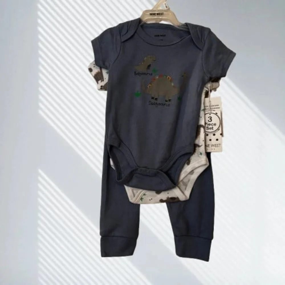 Nine West Infants Boys 3/6M Onesie Set NWT Multi Color Dinosaur